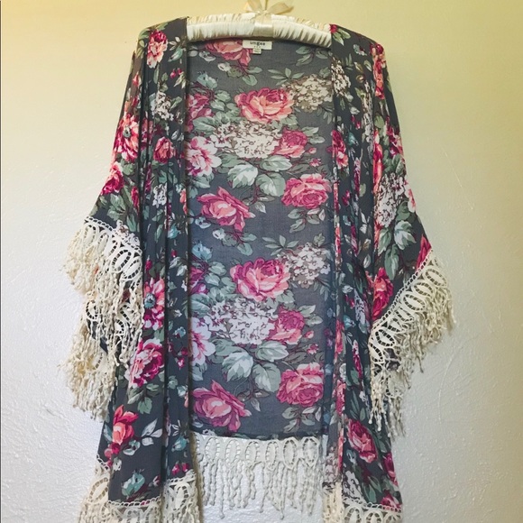 Umgee Other - Rose Patterned Open Front Cover-Up